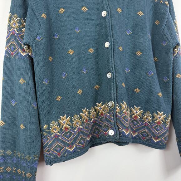 VTG Le Moda Knitwear Cardigan Sweater Womens M Button Up Dainty Cottage Grandma - Picture 4 of 8